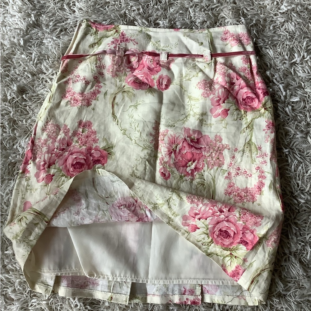 Linen floral skirt